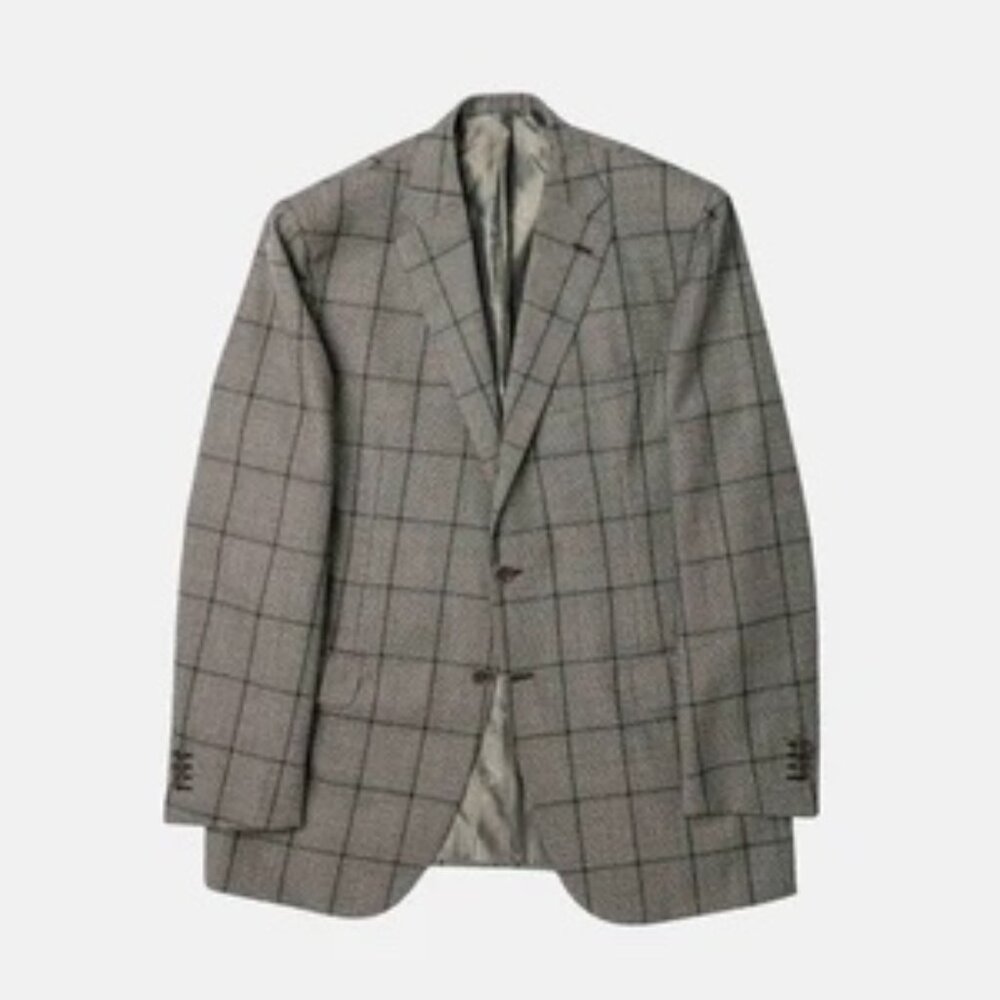 Grey/Black Brioni Patterned Suit made of Wool (EU 52)